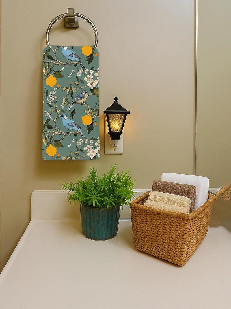 BitKan Hummingbird Spring Hand Towels for Bathroom, Sage Green Lemon Dish Tea Towels for Kitchen, Retro Cottagecore Botanical Floral Bathroom Hand Towels, Vintage French Flower Decorative Kitchen Towels - Image 4